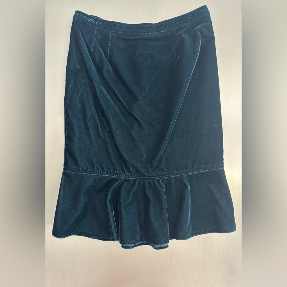 Vintage YSL Velvet Skirt in Dark Forest Green